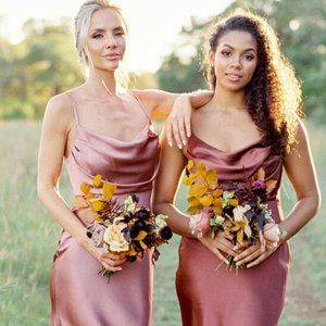 Revelry Satin Terracotta Rust Bridesmaid Dress